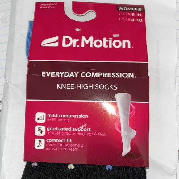 Dr. Motion Everyday Compression Black Knee-High Socks New With Tags‎ - Picture 1 of 8